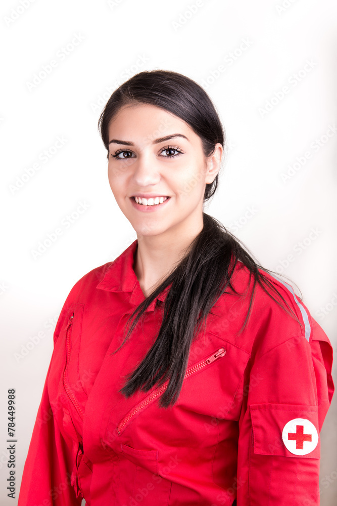 Confident beautiful paramedic woman in uniform Confident beautiful paramedic woman in uniform