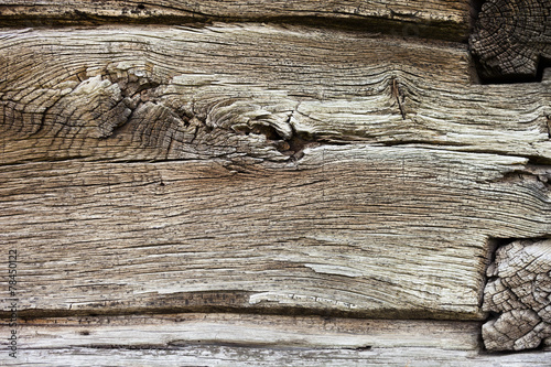 The wall of the old log house