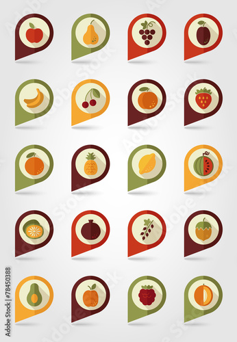 Fruits Mapping Pins Icons
