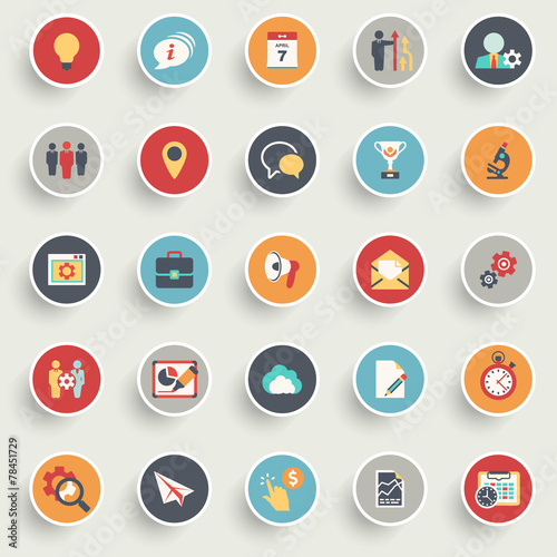 Color modern icons on buttons. Flat design.