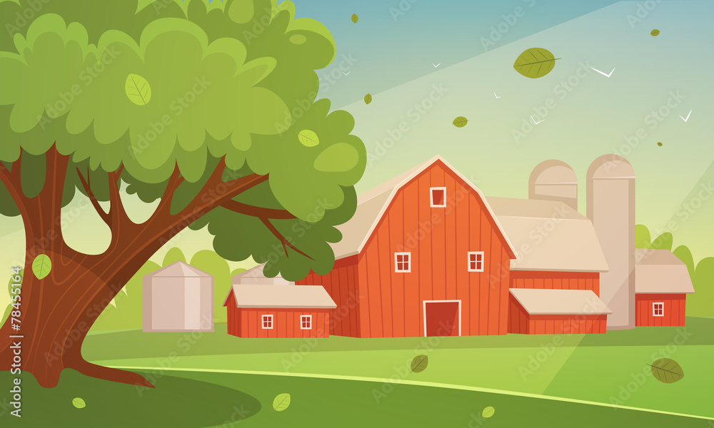 Farm Cartoon Landscape Farm Cartoon Landscape