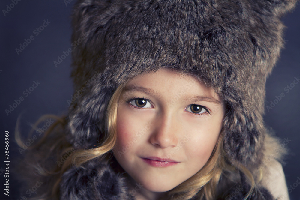 Girl wearing fur hat Girl wearing fur hat