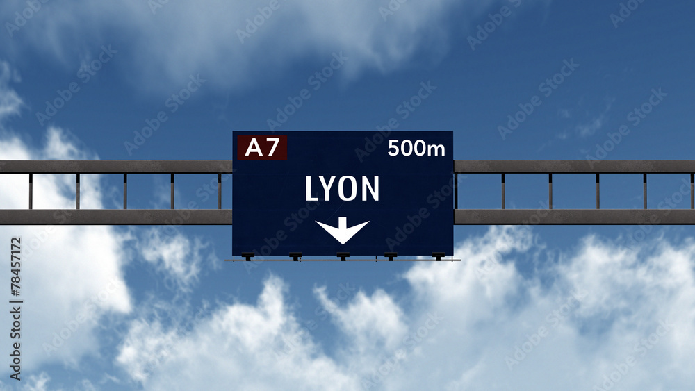 Lyon France Highway Road Sign