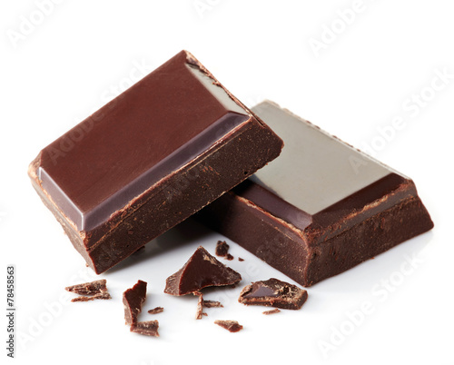 Pieces of dark chocolate
