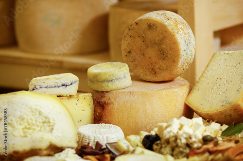Assortment of organic gourmet cheeses