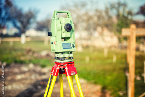 surveyor engineering equipment with theodolite and total station