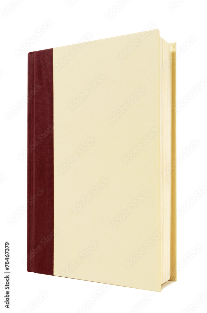 Burgundy red and cream hardback book cover standing upright vertical isolated on white background photo Burgundy red and cream hardback book cover standing upright vertical isolated on white background photo