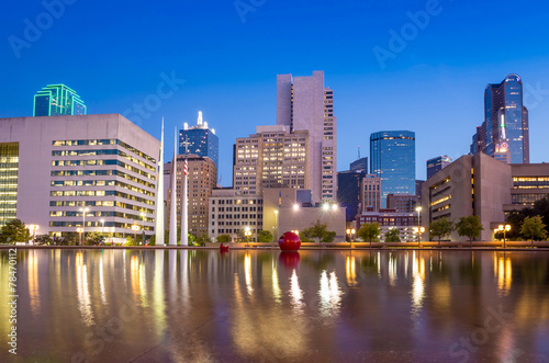 Dallas  Texas cityscape with blue sky at twilight