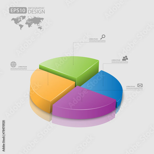 3d pie chart graph. vector illustration.