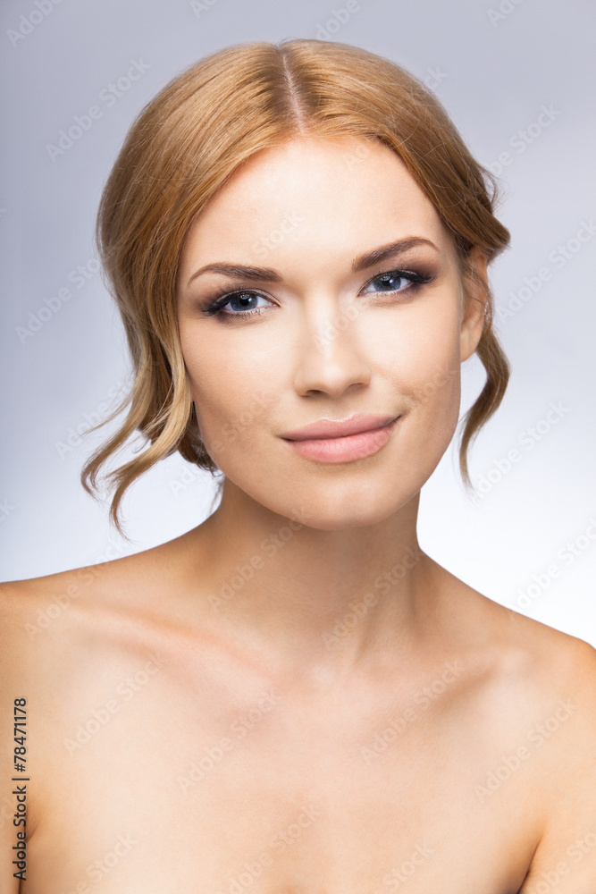 Beautiful young woman, on grey Beautiful young woman, on grey