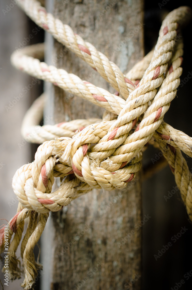 Close up of rope And Knot On Background