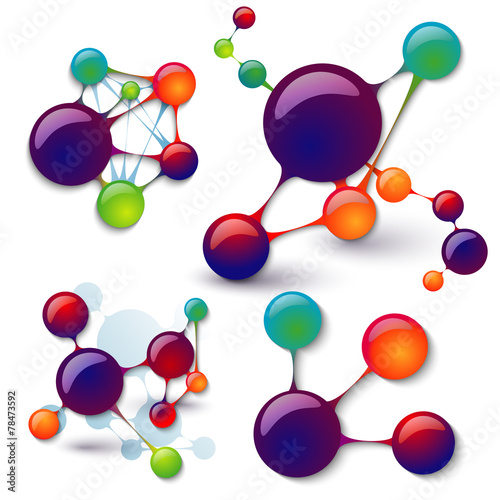 set of models of molecules infographics
