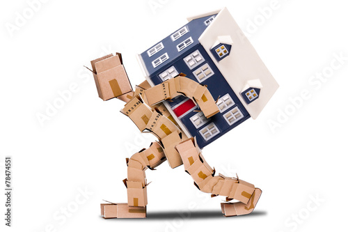 Moving house concept with box man