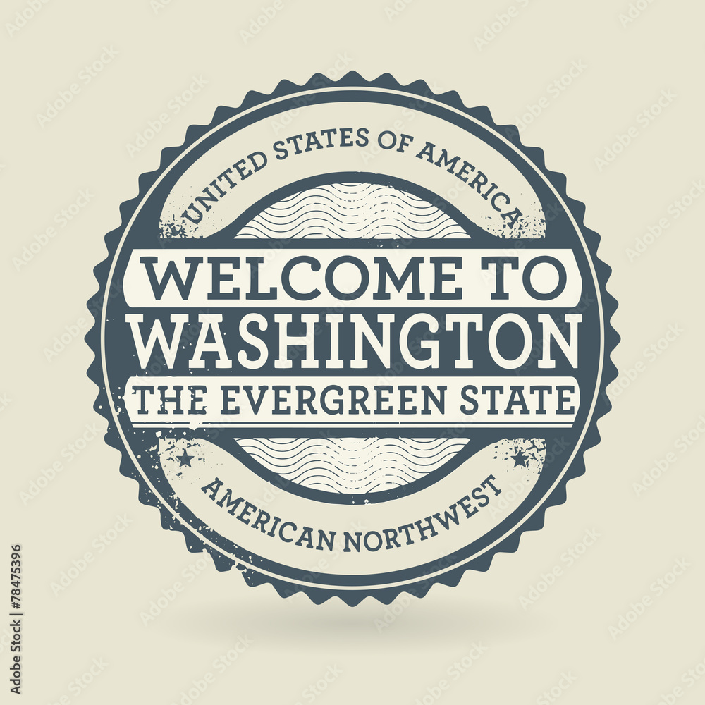 Grunge rubber stamp with text Welcome to Washington, USA