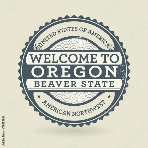 Grunge rubber stamp with text Welcome to Oregon, USA