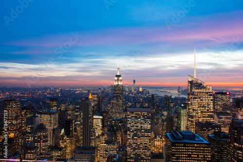 Famous skyscrapers of New York at night