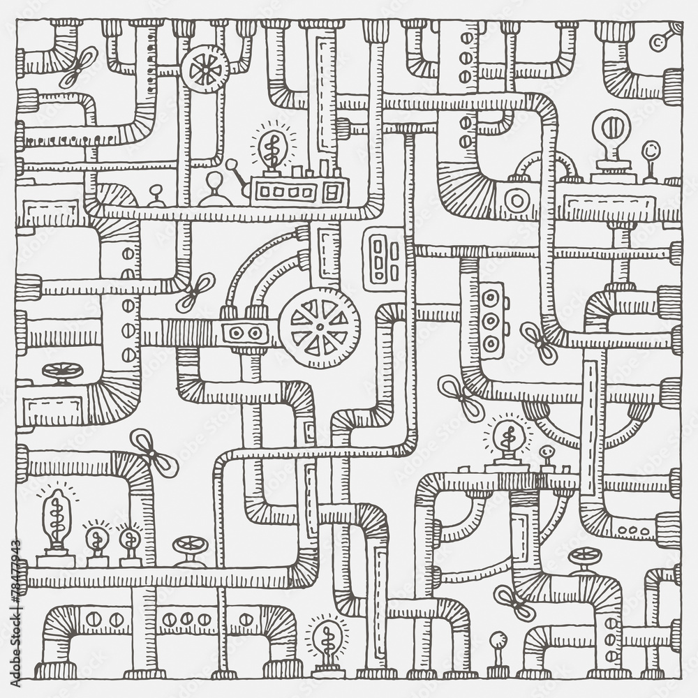 Steampunk doodle background