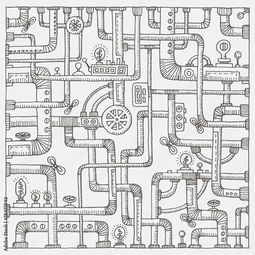 Obraz premium Steampunk doodle background