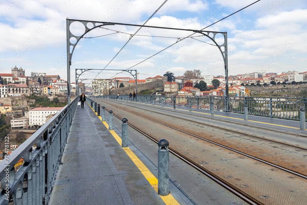 Subway railway tracks on the Dom Luis I bridge