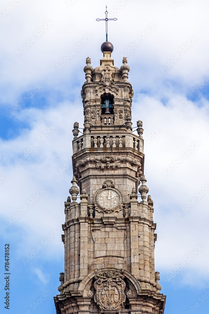 Top of the iconic Clerigos Tower of Porto, Portugal