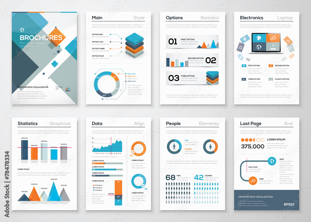 Modern business brochures and infographic vector elements