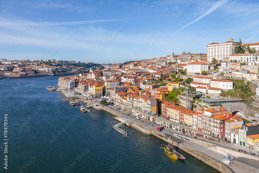 The typical colorful buildings of the Ribeira in Porto, Portugal