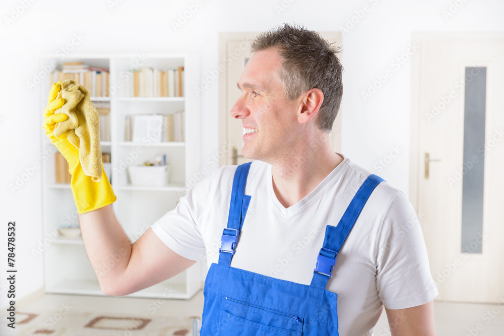 Smiling cleaner at the office Smiling cleaner at the office