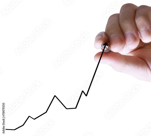 businessman hand writing  business graph