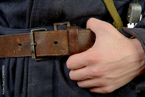 closeup on the belt of a worker