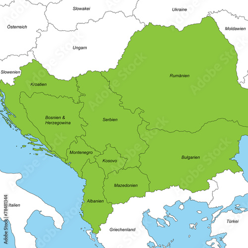 Balkan in grün (beschriftet)