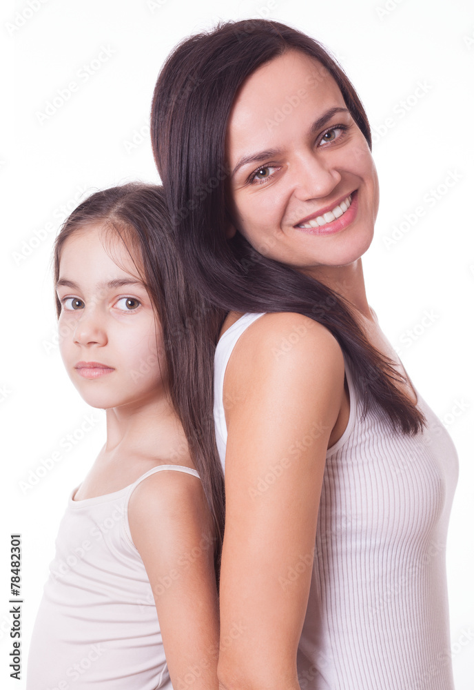 portrait of beautiful mother and daughter