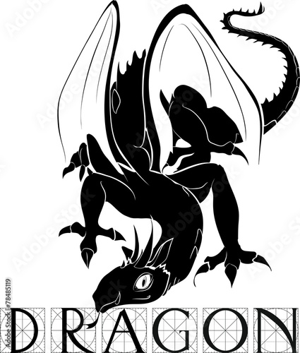 Silhouette of dragon with title