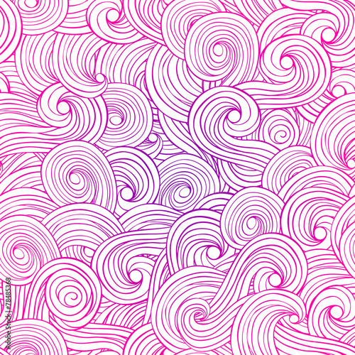 Waves, clouds colorful gradient abstract hand drawn pattern