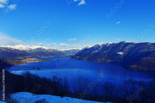 Winter alpine landscape in Swiss, Lago Maggiore