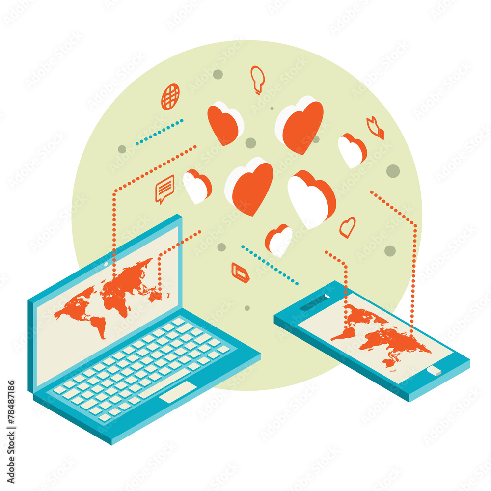 Isometric illustration for Valentine's Day Isometric illustration for Valentine's Day