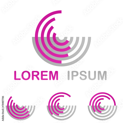 Magenta technology logo design set from half circles