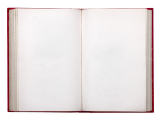 old open book on white background isolation