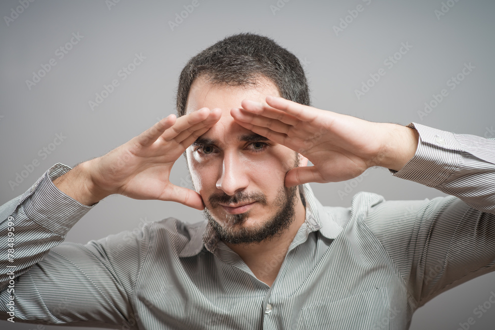 Businessman looks into the distance Businessman looks into the distance