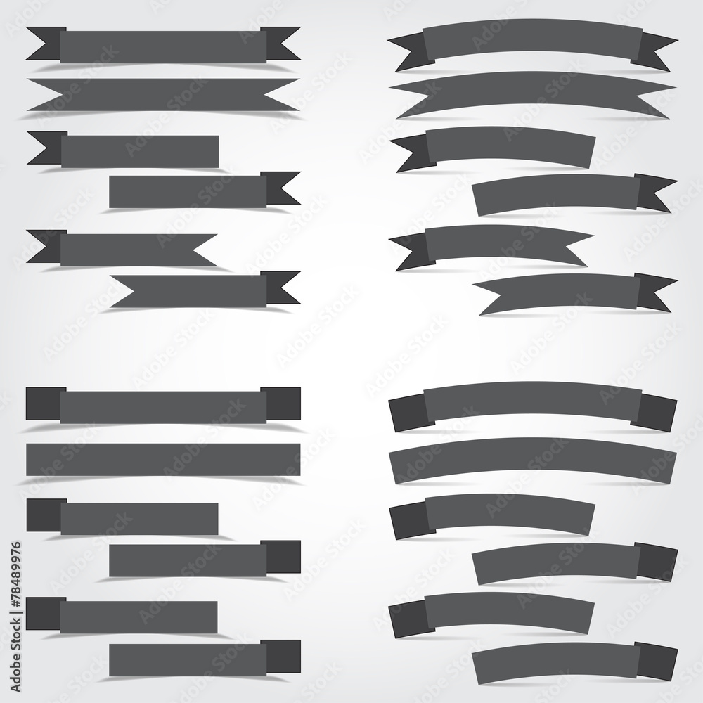 Set of different ribbons with shadow vector illustration
