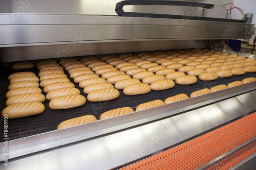 Bread bakery food factory. White bread. loaf