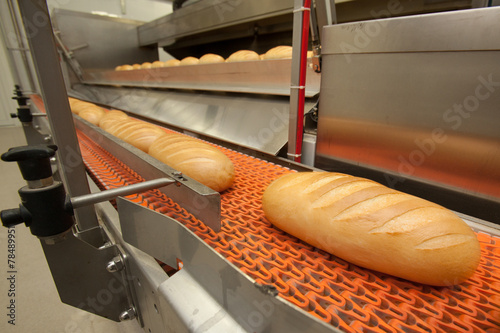 Bread bakery food factory. White bread. loaf