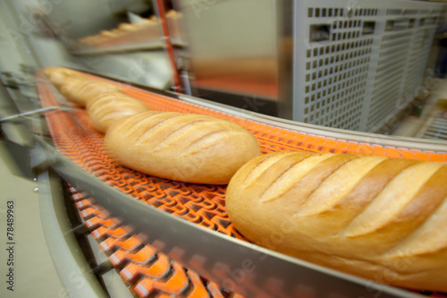 Bread bakery food factory. White bread. loaf