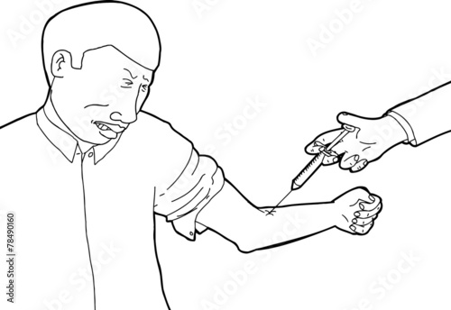 Scared Man Getting Vaccinated