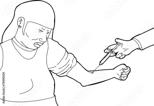 Doctor Injecting Cringing Patient