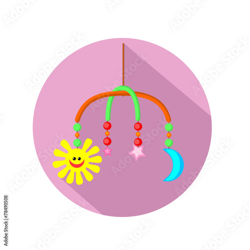 baby rattle flat icon with long shadow
