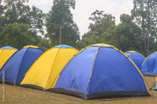 Colorful tent on the camping ground