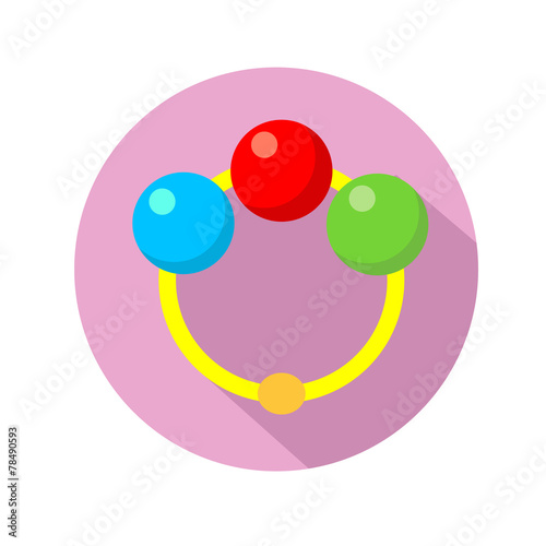 baby rattle flat icon with long shadow