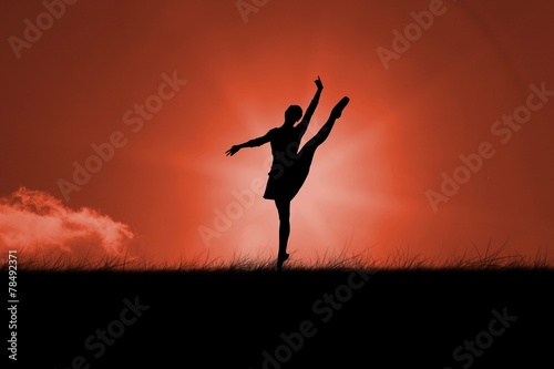 Composite image of silhouette of ballerina