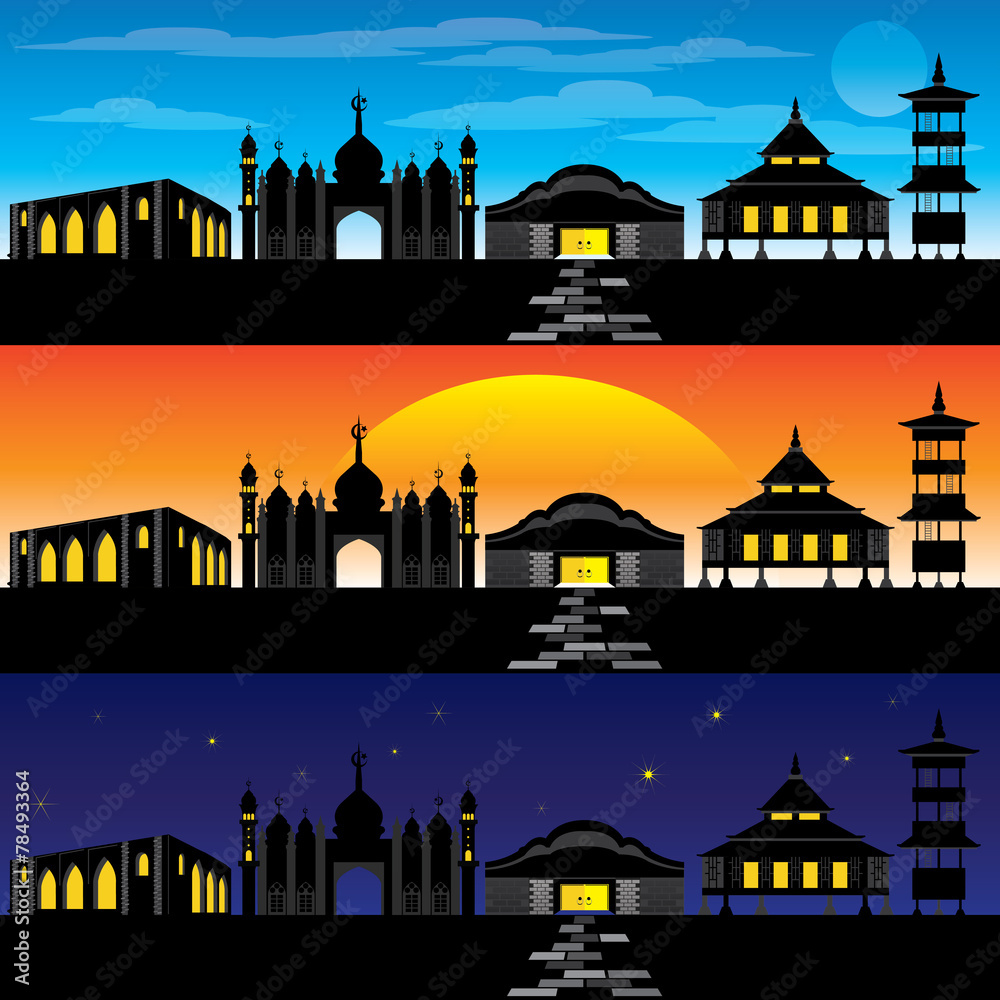 Asian Architecture and Building Vector