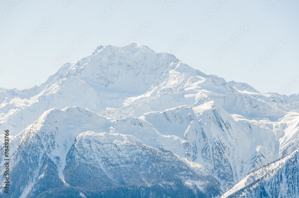 Naklejka premium Riederalp, Dorf, Schweizer Alpen, Fletschhorn, Wallis, Schweiz